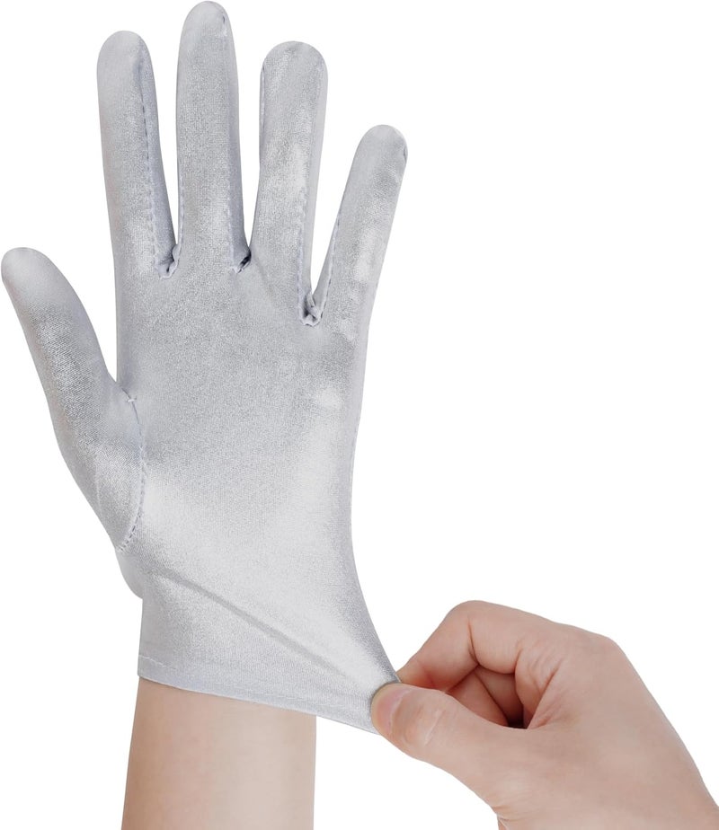 Rbenxia 1 Pair of Shiny Metallic Spandex Gloves Faux Leather Cropped Gloves for Halloween Cosplay Costume Party Favors - Image 3